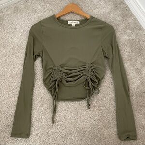 Eye Candy Green Crop Ruched Bodysuit